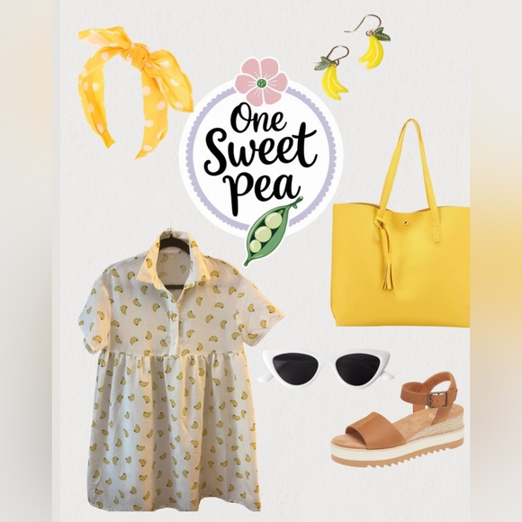 Garden Girl: White Babydoll Dress with Yellow Banana Print 🍌 - Picture 7 of 7